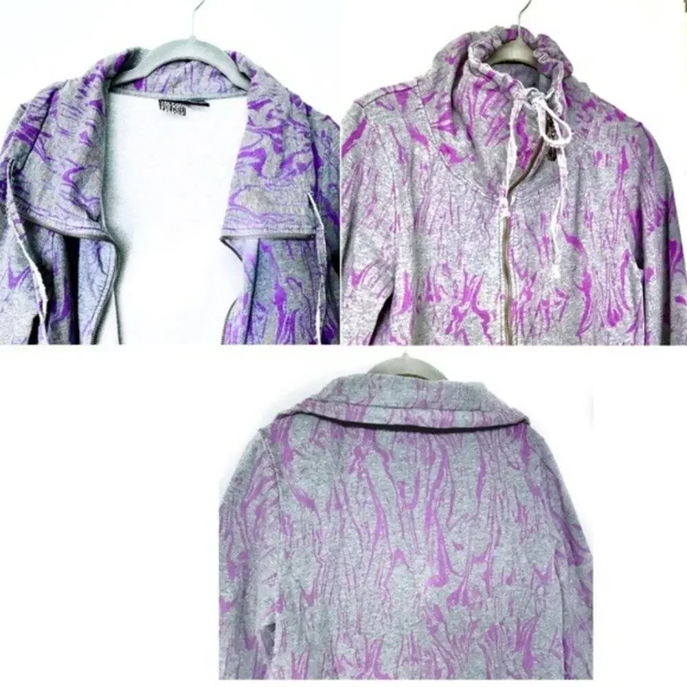 Volcom Sweatshirt Women Size M Medium Gray & Purple Zip Front y2k Retro Street